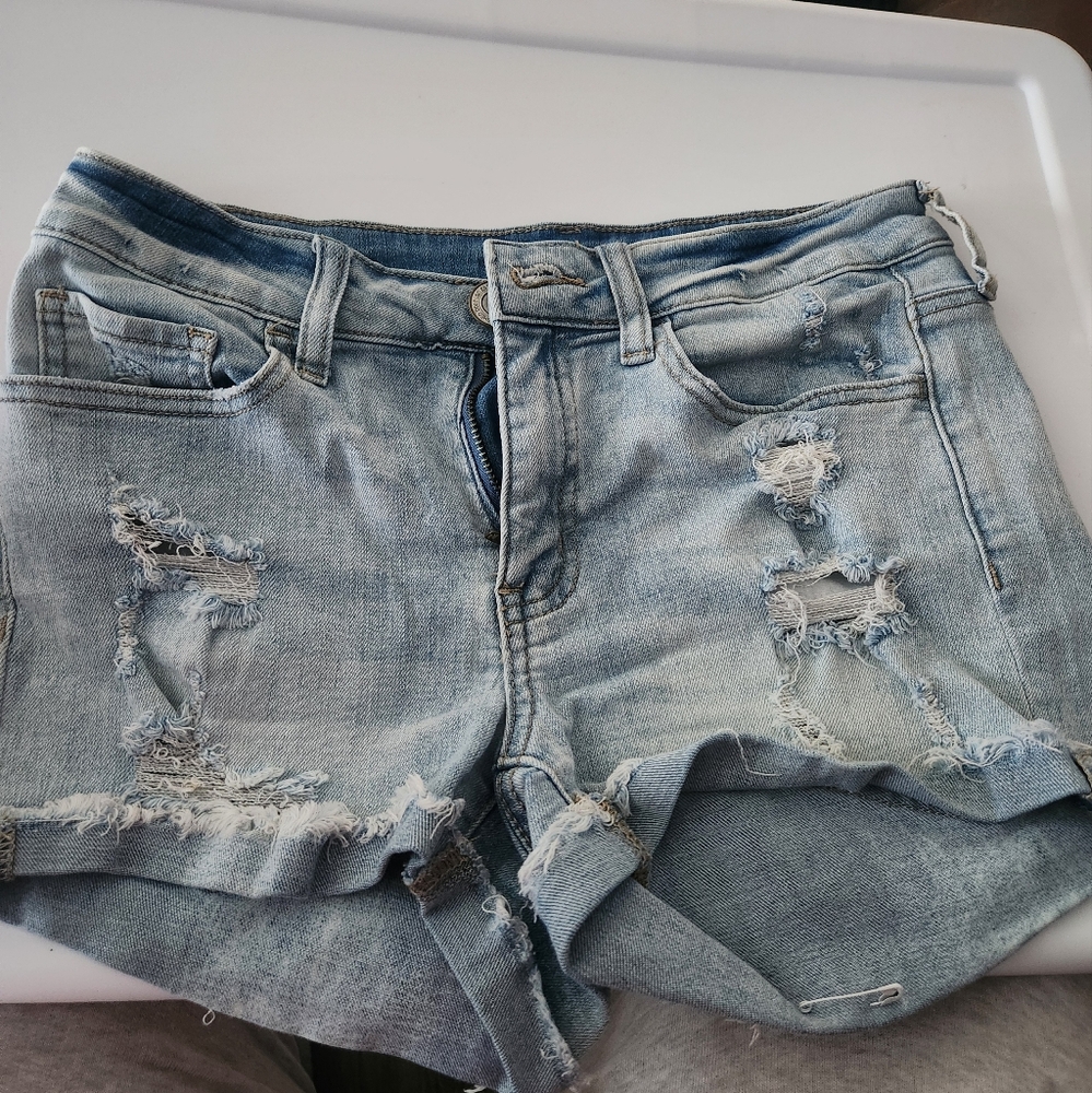 SO Light Blue Distressed Jean Shorts
